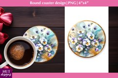 Pansies flowers coaster Floral coaster PNG Spring coaster Product Image 1