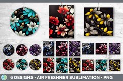 Bundle of six Flowers car air freshener sublimation designs.