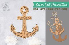 Flowers Anchor 3D Lasercut Decoration SVG Product Image 1