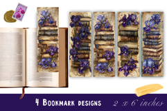 Flowers and books Bookmark Printable Sublimation PNG Product Image 1