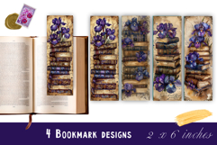 Flowers and books Bookmark Printable Sublimation PNG Product Image 1