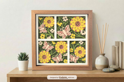 Flowers and Butterfly Shadow Box SVG - 3D Home Decor Cut Fil Product Image 1
