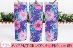 Flowers and glitter 20oz tumbler wrap sublimation PNG Product Image 1