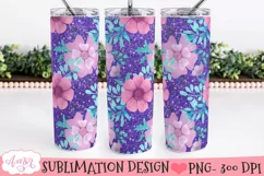 Flowers and glitter 20oz tumbler wrap sublimation PNG Product Image 1