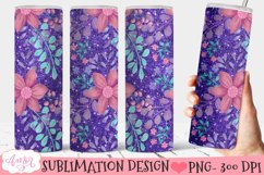 Flowers and glitter 20oz tumbler wrap sublimation PNG Product Image 2