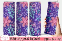 Flowers and glitter 20oz tumbler wrap sublimation PNG Product Image 2