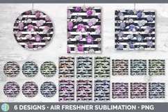Bundle of six flowers and stripes car air freshener sublimation designs