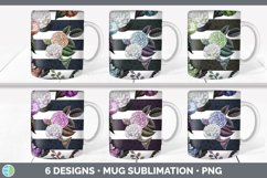 Bundle of six flowers and stripes mug sublimation designs