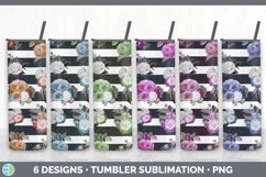 Bundle of six flowers and stripes sublimation tumbler designs