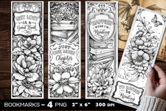 Flowers coloring bookmark, flowers coloring page bookmark Product Image 1