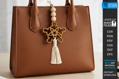 Flower Bag Tag Laser Cut | Macrame Keychain SVG | Boho Charm Product Image 1