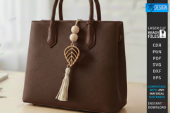 Flower Bag Tag Laser Cut | Macrame Keychain SVG | Boho Charm Product Image 1