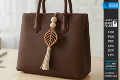 Flower Bag Tag Laser Cut | Macrame Keychain SVG | Boho Charm Product Image 1