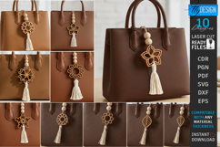 Flower Bag Tags Laser Cut Bundle | Boho Bag Charms | Macrame Product Image 1