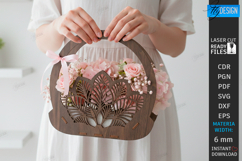 Flowers Basket Laser Cut | Bouquet Holder | Gift Basket SVG Product Image 1