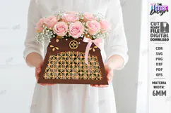 Flowers Basket Laser Cut | Floral Basket | Bouquet Holder Product Image 1
