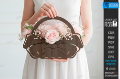 Flowers Basket Laser Cut | Bouquet Holder | Gift Basket SVG Product Image 1