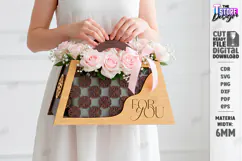 Flowers Basket Laser Cut | Floral Basket | Bouquet Holder Product Image 1