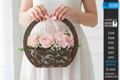 Flowers Basket Laser Cut | Bouquet Holder | Gift Basket SVG Product Image 1