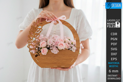 Flowers Basket Laser Cut | Bouquet Holder | Gift Basket SVG Product Image 1