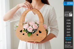 Flowers Basket Laser Cut | Bouquet Holder | Gift Basket SVG Product Image 1