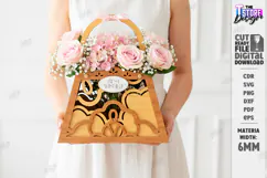 Flowers Basket Laser Cut | Floral Basket | Bouquet Holder Product Image 1