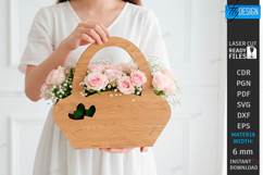 Flowers Basket Laser Cut | Bouquet Holder | Gift Basket SVG Product Image 1