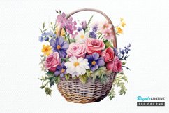 Flowers Basket Watercolor PNG Clipart Product Image 1