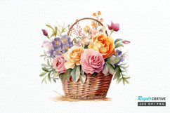 Flowers Basket Watercolor PNG Clipart Product Image 1