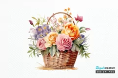 Flowers Basket Watercolor PNG Clipart Product Image 1