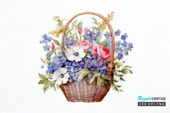 Flowers Basket Watercolor PNG Clipart Product Image 1