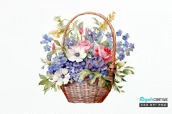 Flowers Basket Watercolor PNG Clipart Product Image 1