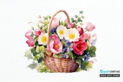 Flowers Basket Watercolor PNG Clipart Product Image 1