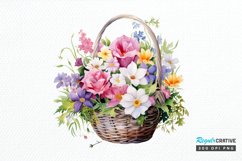 Flowers Basket Watercolor PNG Clipart Product Image 1