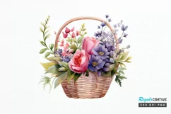 Flowers Basket Watercolor PNG Clipart Product Image 1