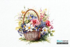 Flowers Basket Watercolor PNG Clipart Product Image 1