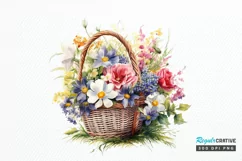 Flowers Basket Watercolor PNG Clipart Product Image 1