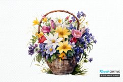 Flowers Basket Watercolor PNG Clipart Product Image 1
