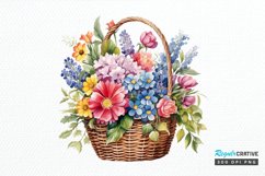 Flowers Basket Watercolor PNG Clipart Product Image 1