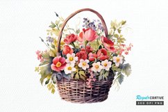 Flowers Basket Watercolor PNG Clipart Product Image 1