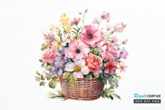 Flowers Basket Watercolor PNG Clipart Product Image 1