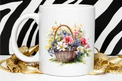 Flowers Basket Watercolor PNG Clipart Product Image 2