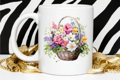 Flowers Basket Watercolor PNG Clipart Product Image 2
