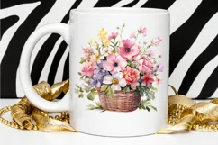 Flowers Basket Watercolor PNG Clipart Product Image 2