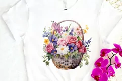 Flowers Basket Watercolor PNG Clipart Product Image 3