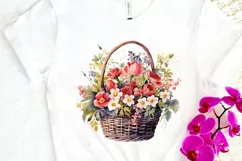 Flowers Basket Watercolor PNG Clipart Product Image 3