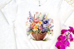 Flowers Basket Watercolor PNG Clipart Product Image 3