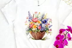 Flowers Basket Watercolor PNG Clipart Product Image 3