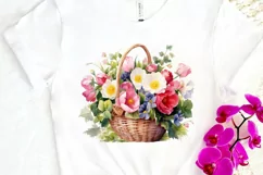 Flowers Basket Watercolor PNG Clipart Product Image 3