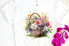 Flowers Basket Watercolor PNG Clipart Product Image 3